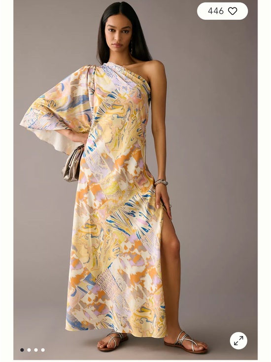 Anthropologie Dresses & Skirts - Mandira Wirk Anthropologie One-Shoulder Marble Print Maxi Dress in Pastels Small